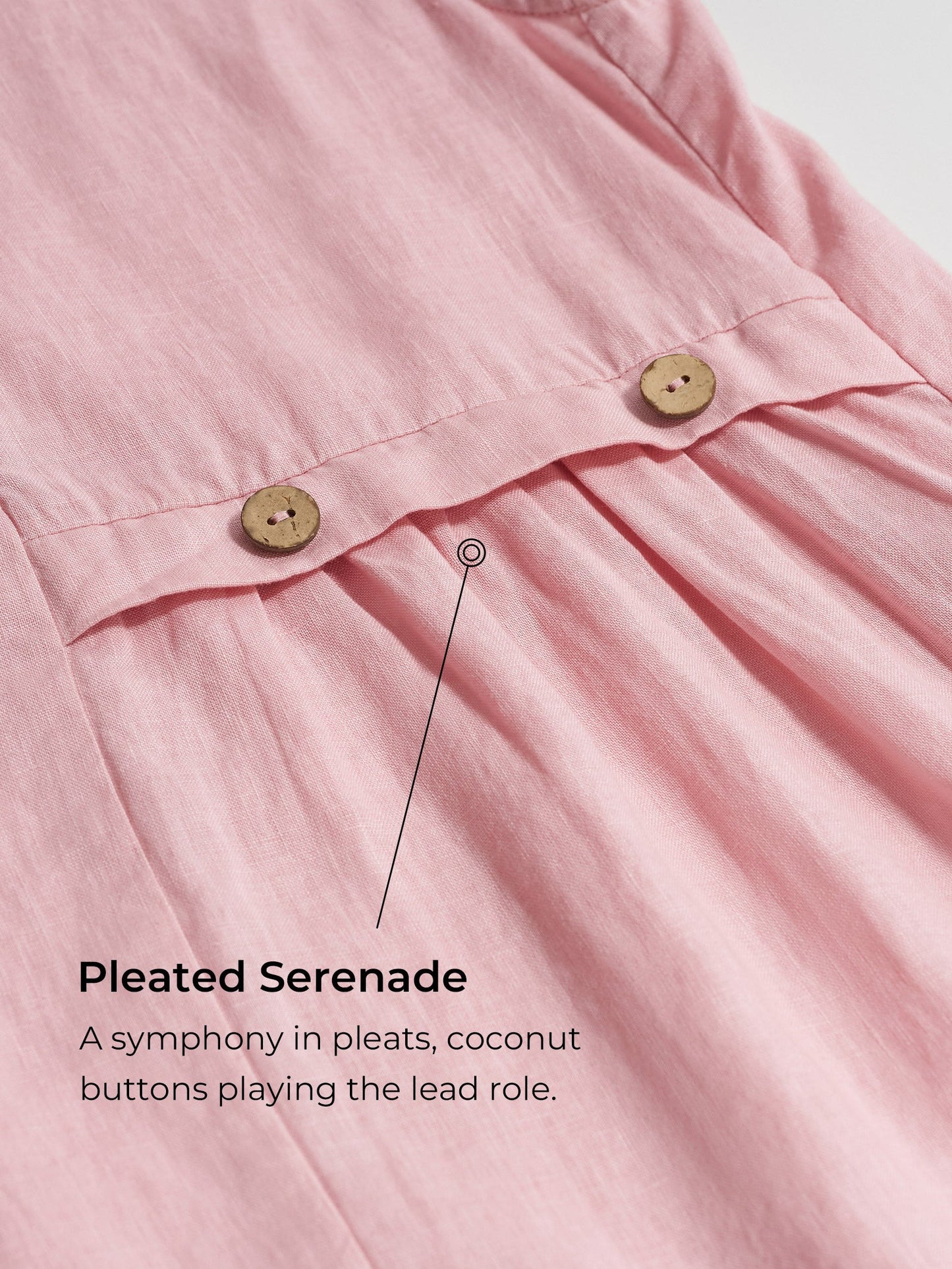 Cora | Women’s Blush Linen Sleeveless Pleated Midi Dress