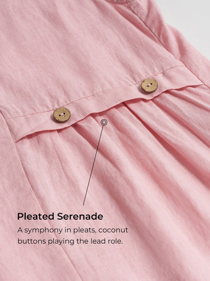 Cora | Women’s Blush Linen Sleeveless Pleated Midi Dress