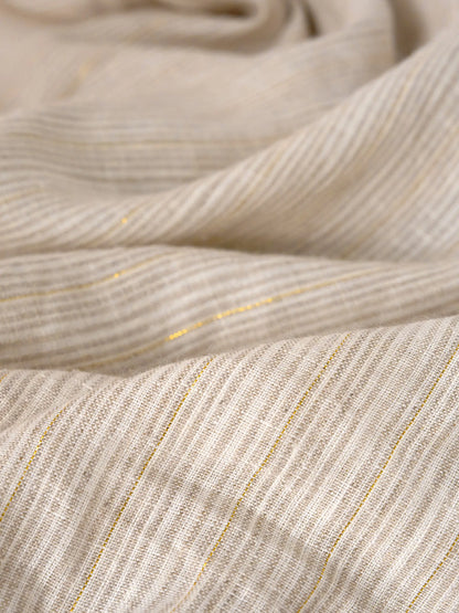 Serena | Women’s Linen Striped Elastic-Waist Midi Dress