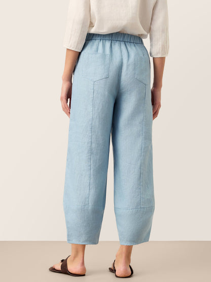 Quinn | Women’s Linen Tapered Cropped Pull-On Pants
