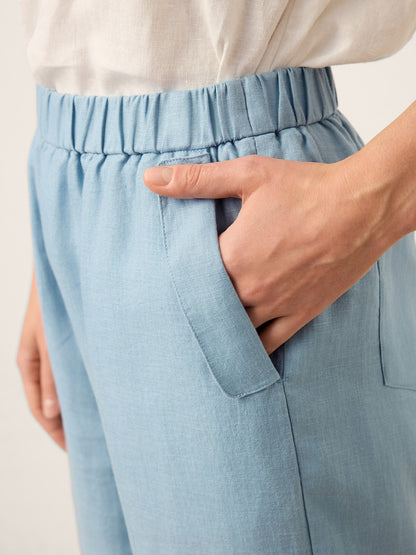Quinn | Women’s Linen Tapered Cropped Pull-On Pants