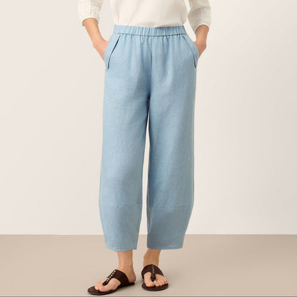 Quinn | Women’s Linen Tapered Cropped Pull-On Pants