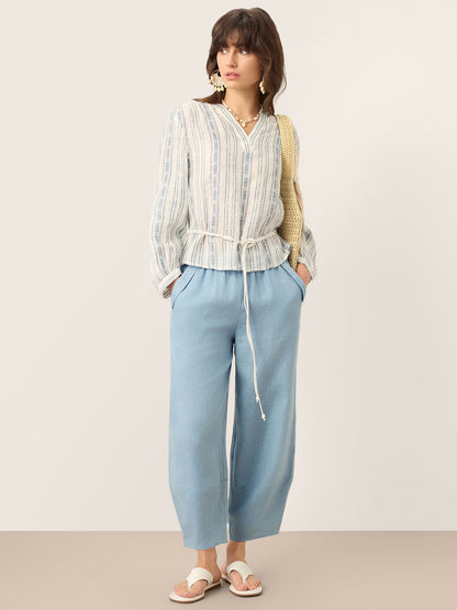 Quinn | Women’s Linen Tapered Cropped Pull-On Pants