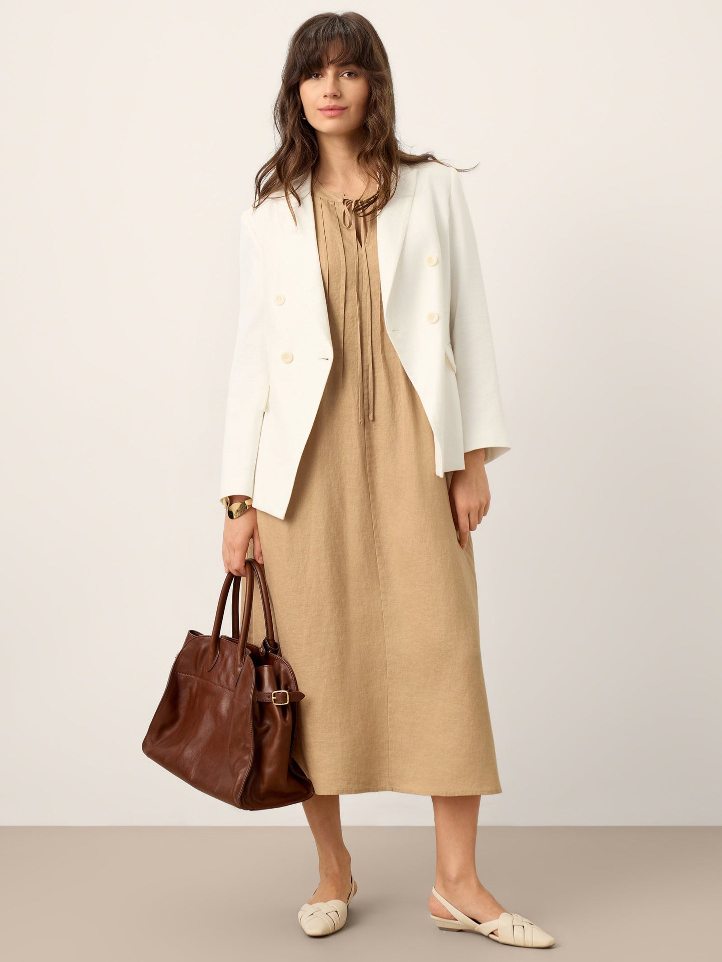 Brynlee | Women’s Linen Sleeveless Tie-Neck Maxi Dress