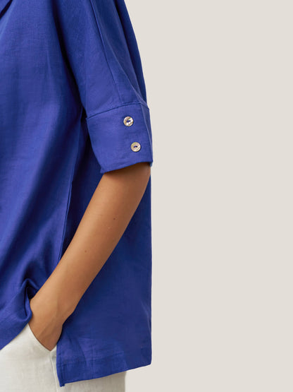 Jolene | Women’s Linen V-Neck Short Sleeve Blouse