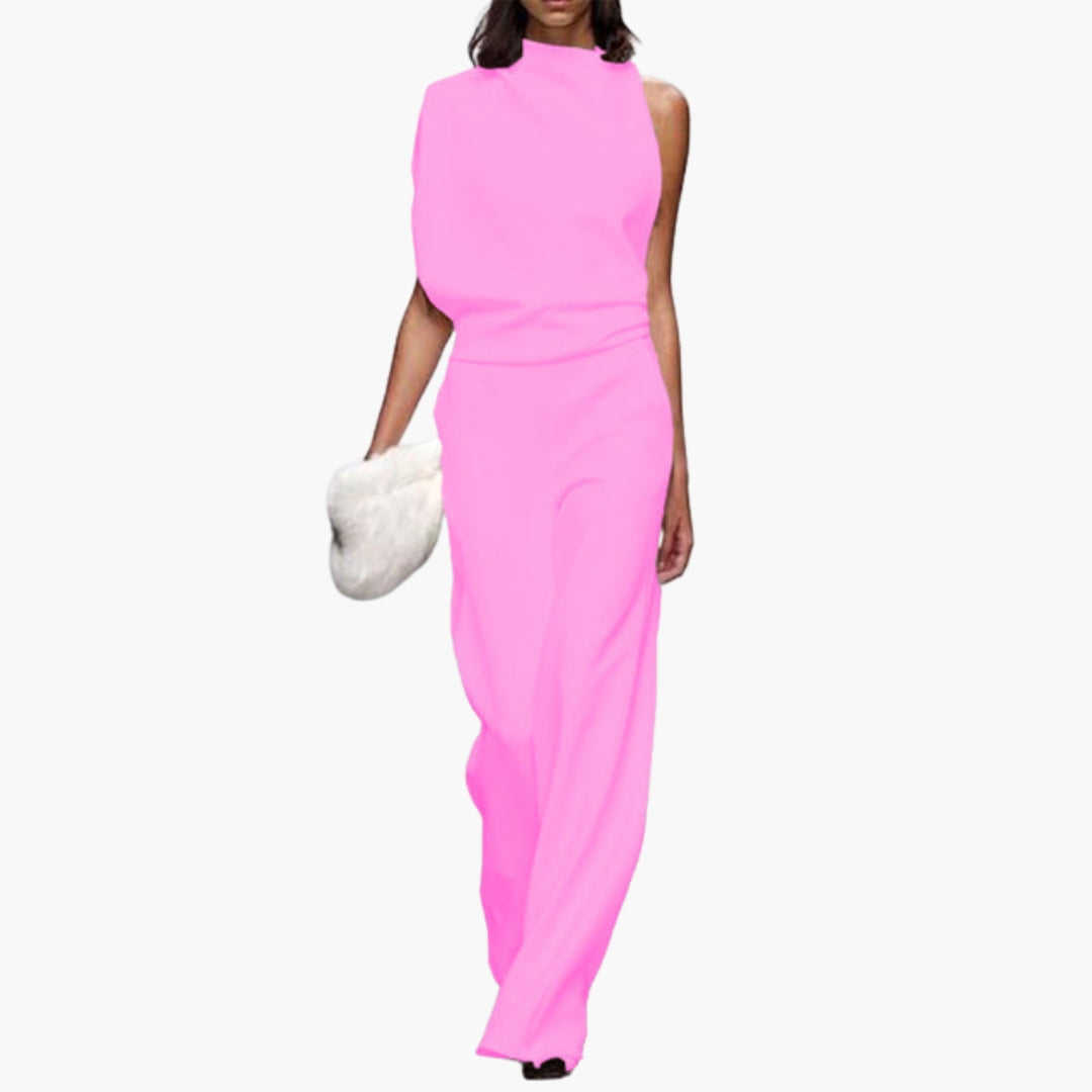 Tatum | Women’s Round Neck Sleeveless Wide-Leg One-Piece Jumpsuit