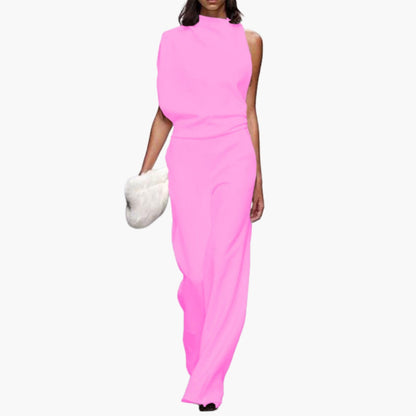 Tatum | Women’s Round Neck Sleeveless Wide-Leg One-Piece Jumpsuit