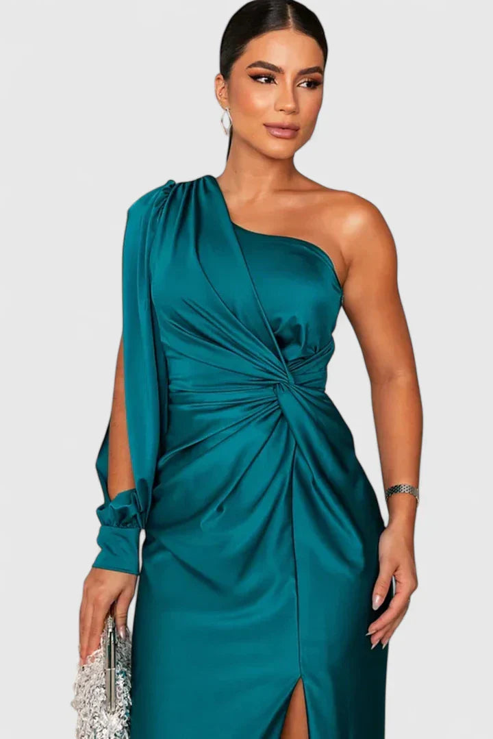 Vivienne | Women’s Elegant Satin Slit Maxi Dress