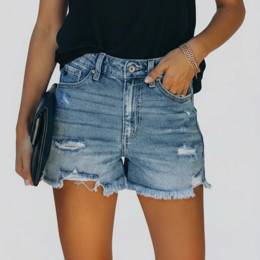 Piper | Women’s Frayed Hem Denim Shorts