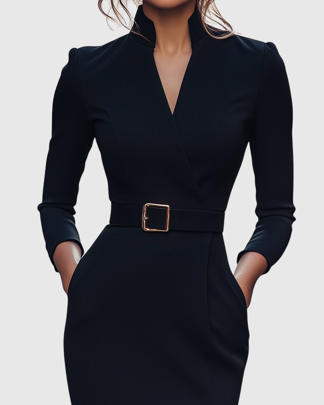 Veronica | Women’s Belted Collared Midi Dress