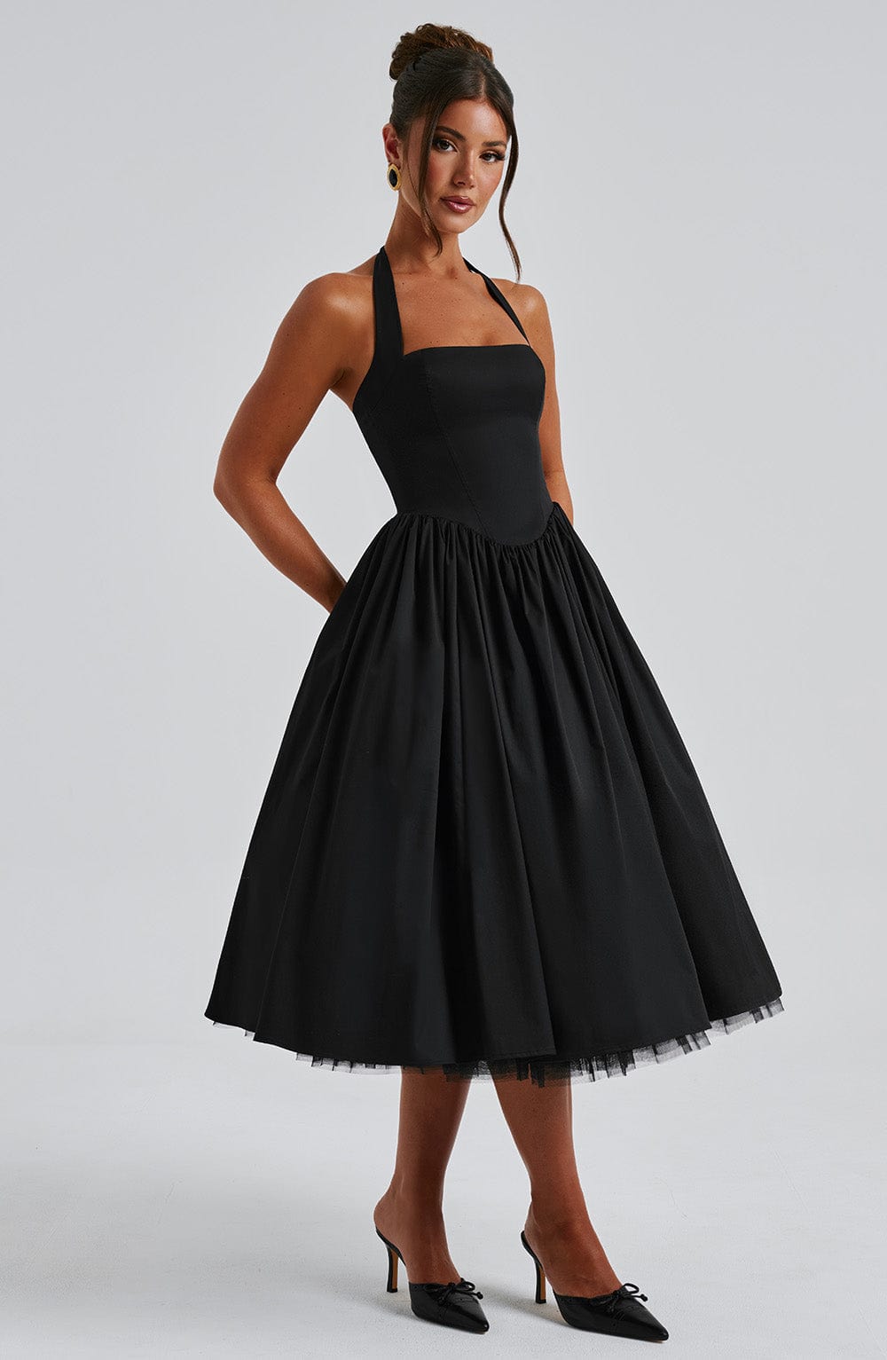 Talia | Women’s Wedding Halter Midi Dress