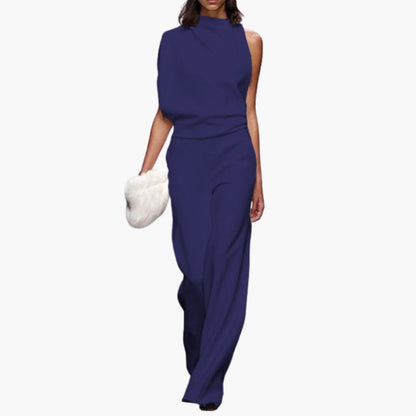 Tatum | Women’s Round Neck Sleeveless Wide-Leg One-Piece Jumpsuit