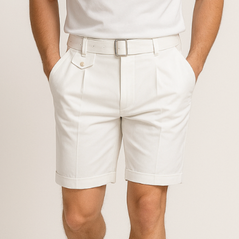 Bennett | Men’s Pleated Tailored Shorts with Side Buckles