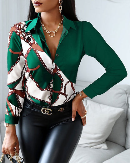 Cassandra | Women’s Classic Collar Shirt with Patterns and Closure