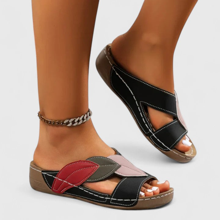 Samantha | Women’s Orthopedic Colorblock Comfort Slide Sandals