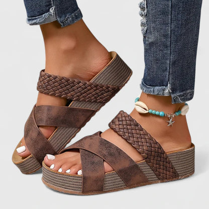 Tinsley | Women’s Orthopedic Woven Platform Slide Sandals