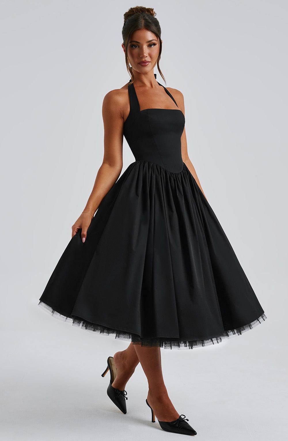 Talia | Women’s Wedding Halter Midi Dress