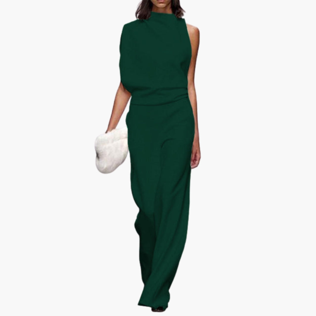 Tatum | Women’s Round Neck Sleeveless Wide-Leg One-Piece Jumpsuit