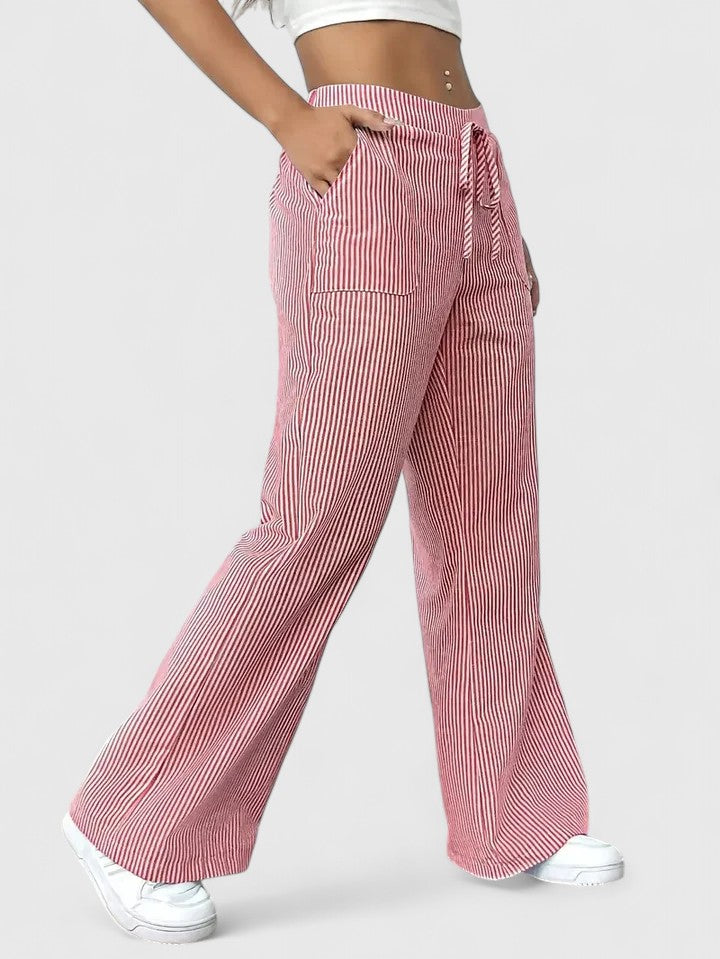 Corinne | Women’s Striped Wide Leg Linen Pants