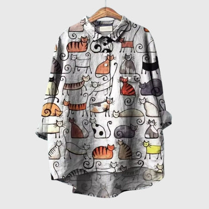 Delia | Women’s Artistic Print Button Up Blouse