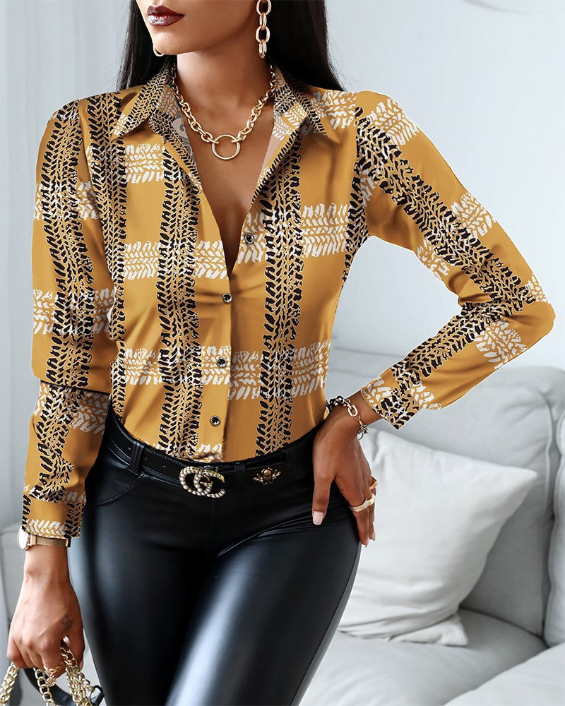 Cassandra | Women’s Classic Collar Shirt with Patterns and Closure