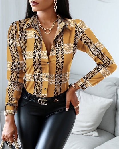 Cassandra | Women’s Classic Collar Shirt with Patterns and Closure