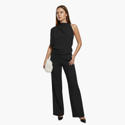 Tatum | Women’s Round Neck Sleeveless Wide-Leg One-Piece Jumpsuit
