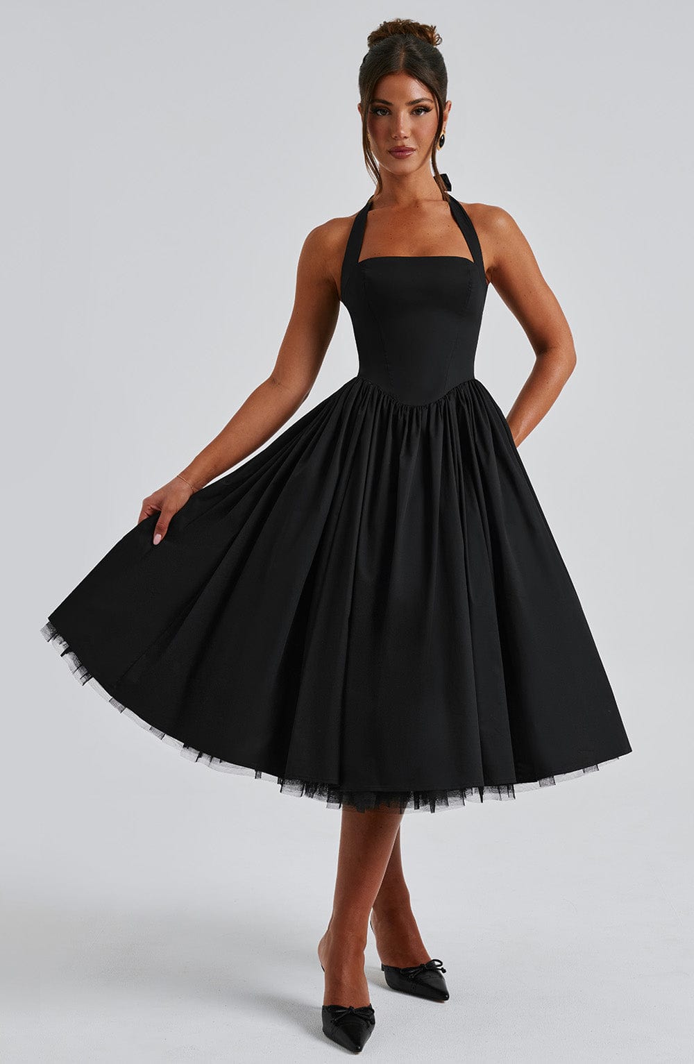 Talia | Women’s Wedding Halter Midi Dress