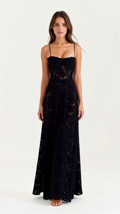 Elena | Women’s Wedding Slip Maxi Dress with Lace Detail