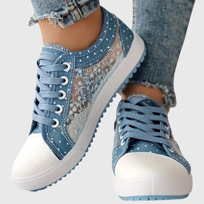 Delilah | Women’s Orthopedic Floral Denim Sneakers