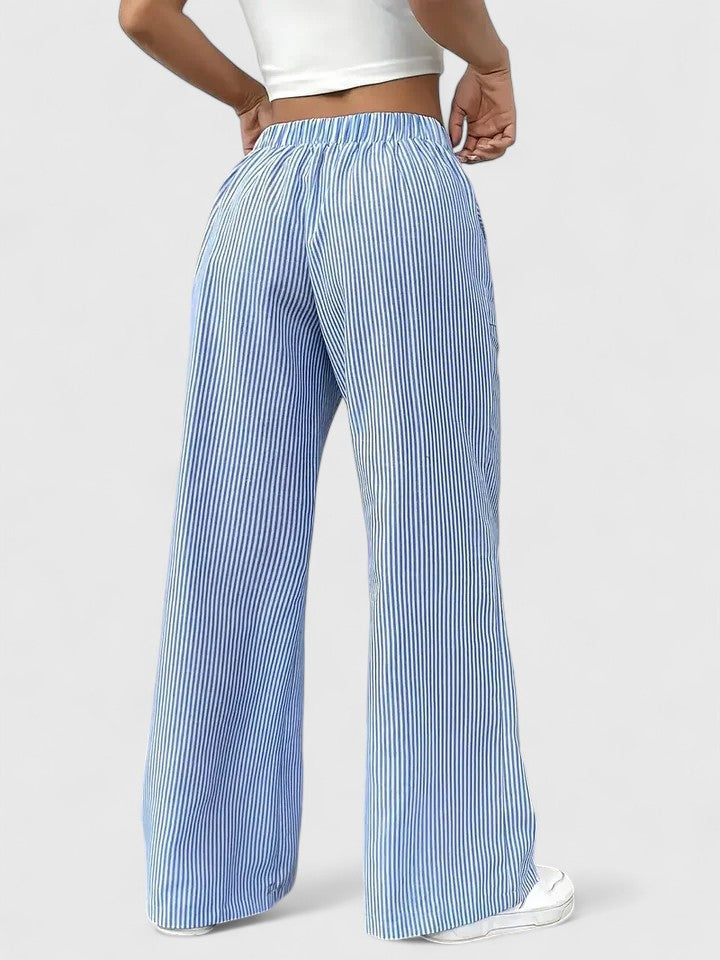 Corinne | Women’s Striped Wide Leg Linen Pants
