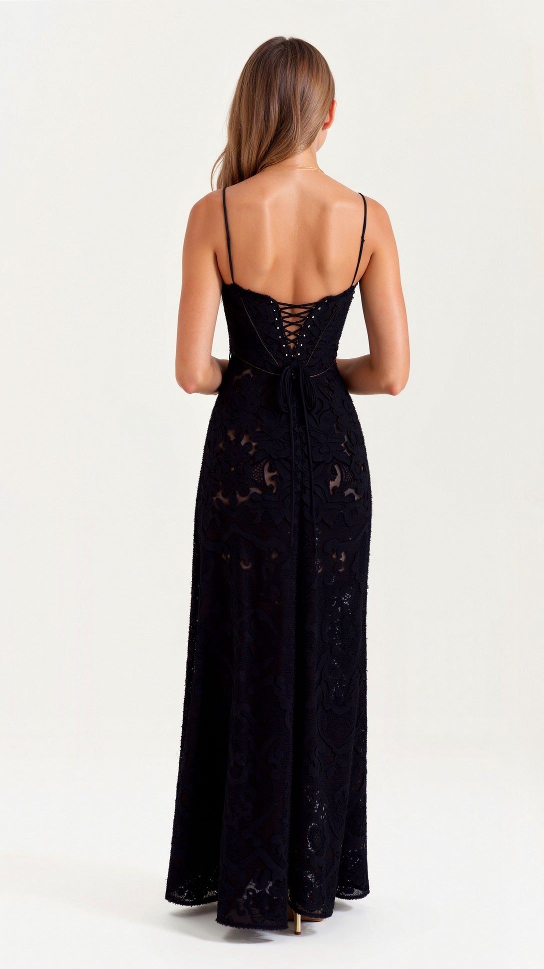 Elena | Women’s Wedding Slip Maxi Dress with Lace Detail