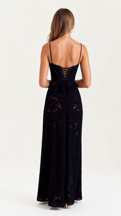 Elena | Women’s Wedding Slip Maxi Dress with Lace Detail
