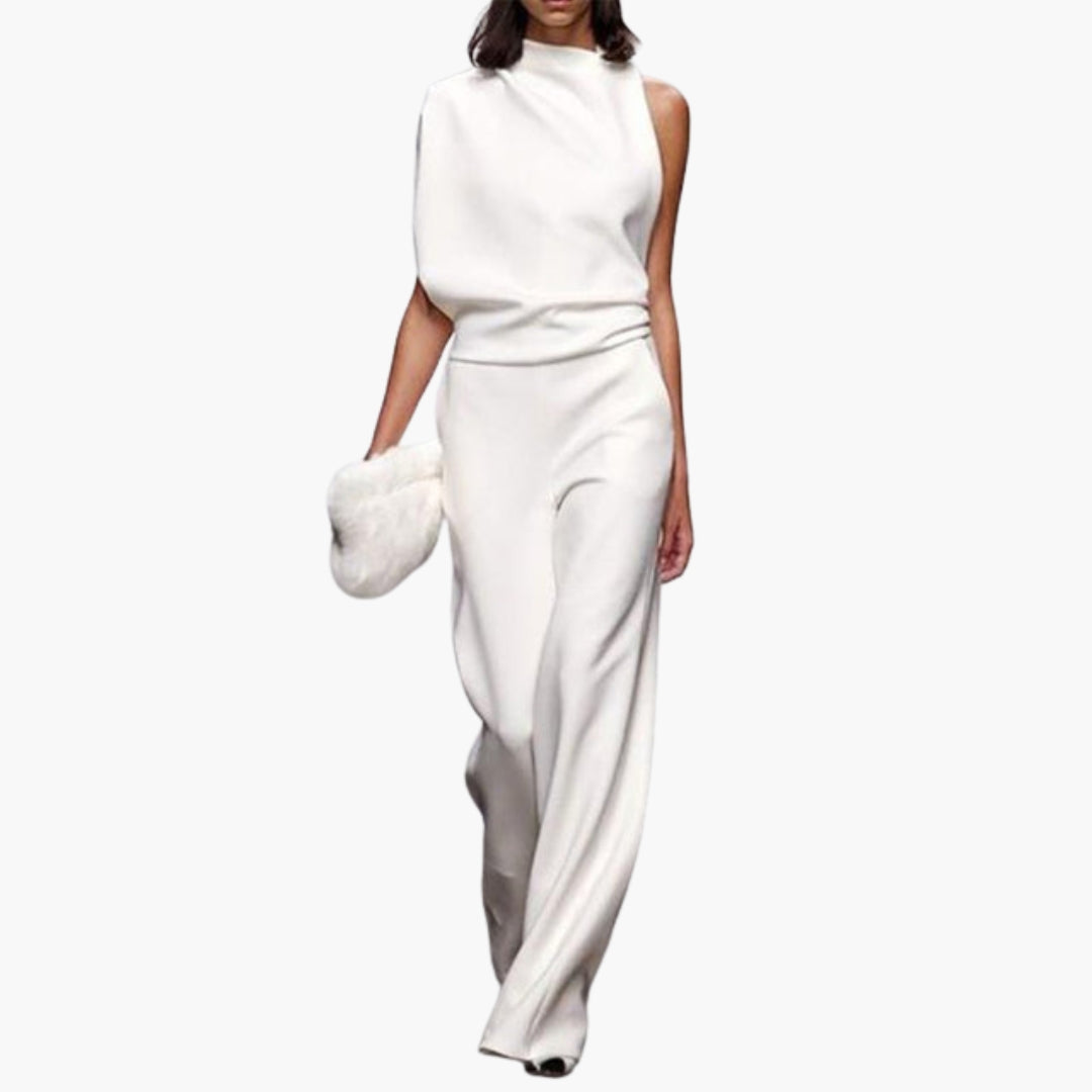 Tatum | Women’s Round Neck Sleeveless Wide-Leg One-Piece Jumpsuit