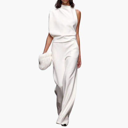 Tatum | Women’s Round Neck Sleeveless Wide-Leg One-Piece Jumpsuit