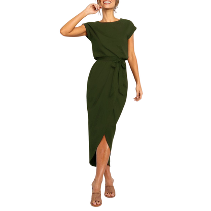 Ember | Women’s Casual Belted Tulip Hem Midi Dress
