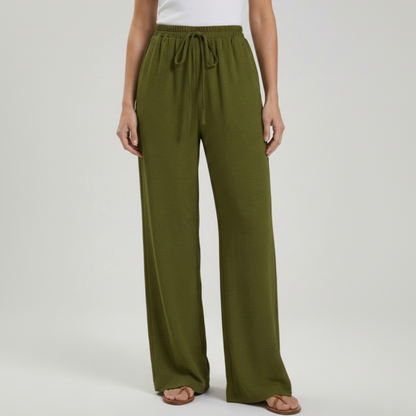 Zinnia | Women’s Drawstring Palazzo Pants with Side Pockets