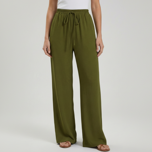 Zinnia | Women’s Drawstring Palazzo Pants with Side Pockets