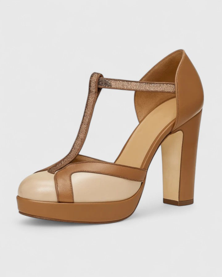 Avelisse | Women’s Sophisticated T Strap Platform Block Heels