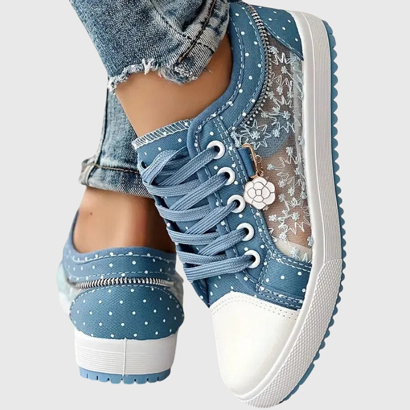 Delilah | Women’s Orthopedic Floral Denim Sneakers