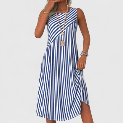 Maristelle | Women’s Sophisticated Striped Sleeveless Midi Dress