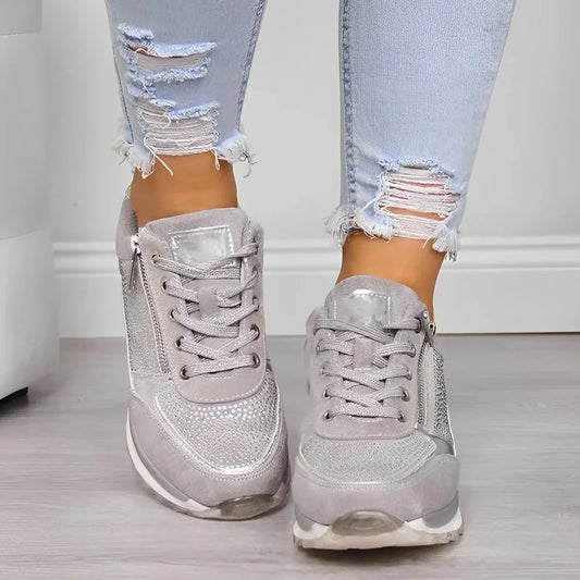 Bailey | Women’s Lace-Up Sneakers with Side Zipper Closure