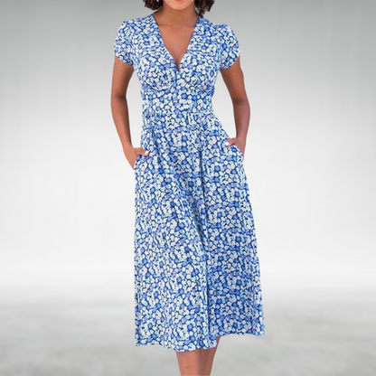 Hadley | Women’s Floral V-Neck Pocket Midi Dress