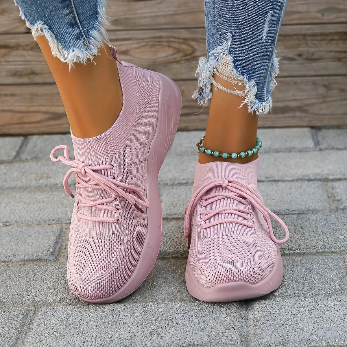 Janelle | Women’s Mesh Lace-Up Sneakers with Flexible Sole
