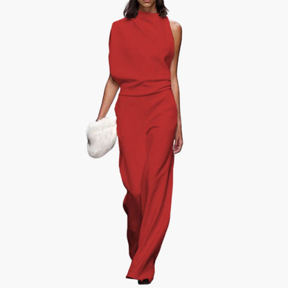 Tatum | Women’s Round Neck Sleeveless Wide-Leg One-Piece Jumpsuit