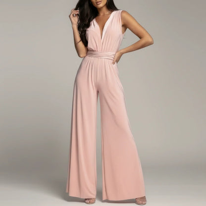 Veronica | Women’s Sleeveless V-Neck Draped Wide-Leg Jumpsuit
