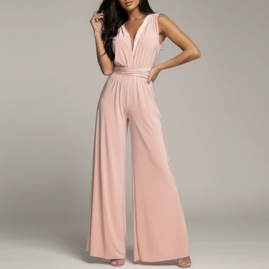 Veronica | Women’s Sleeveless V-Neck Draped Wide-Leg Jumpsuit