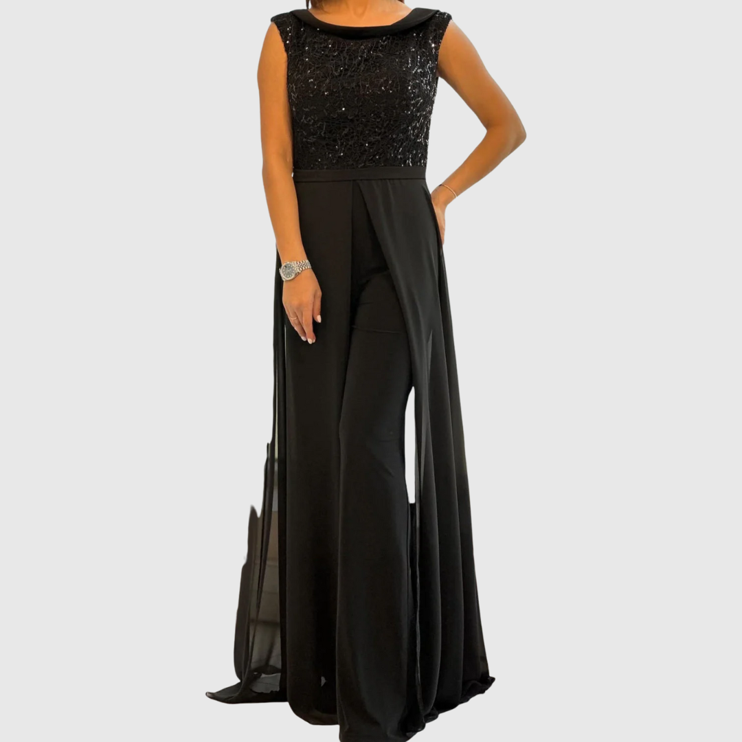 Valerique | Women’s Elegant Sleeveless Wide Leg Jumpsuit