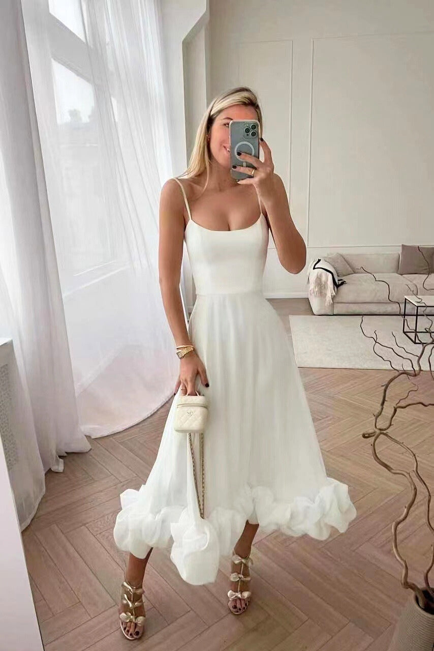 Celeste | Women’s Elegant Ruffle Hem Wedding Guest Dress