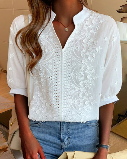 Lana | Women’s Summer V Neck Puff Sleeve Blouse